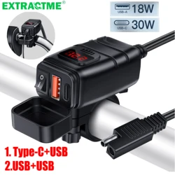 Anctek – chargeur de téléphone portable pour Moto QC3.0, Type C, étanche, 6,4 a, 12V, USB, avec voltmètre, adaptateur d'alimentation, prise