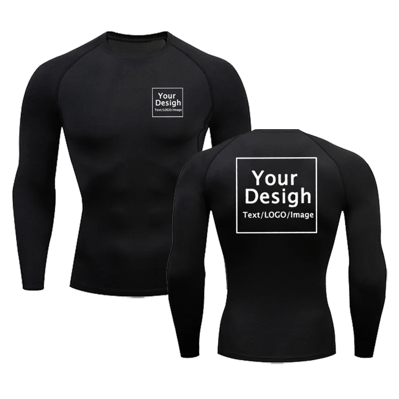 Custom Compression Tshirts Your Logo Original Design Print Long Sleeves Shirts Running Workout Gym Elastic Quick Dry Sport Tops