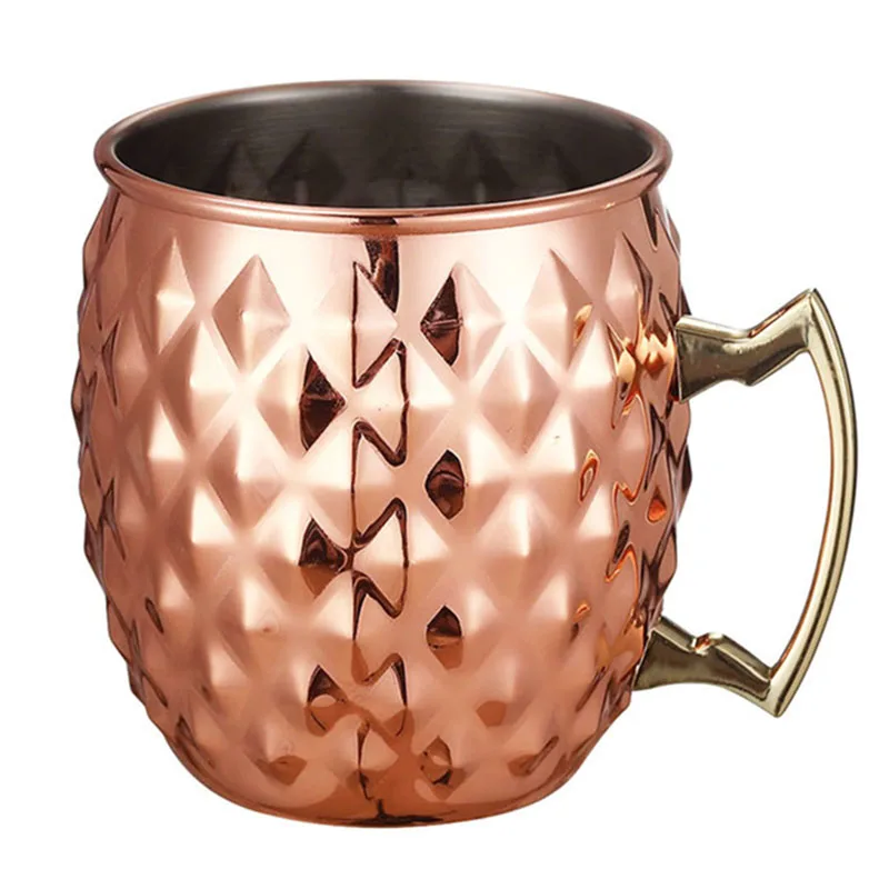 Stainless Steel Diamond Hammered Moscow Mule Mug Drum-Type Beer Cup Coffee Cup Water Glass Drinkware