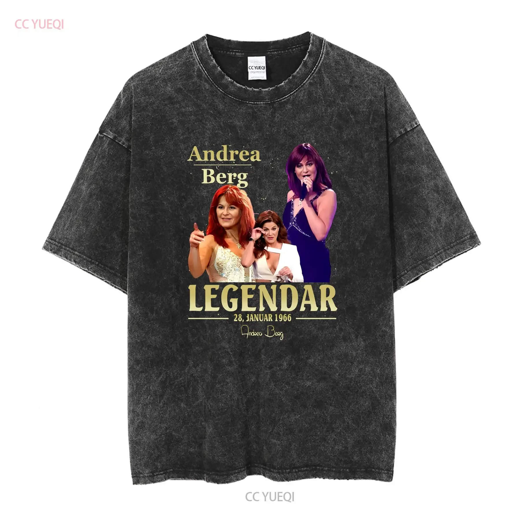 FA2NCE ANDREA BERG T SHIRT vintage Washed Slightly Casual Comfortable Stretched homme Breathable Unisex Top For Everyday Wear