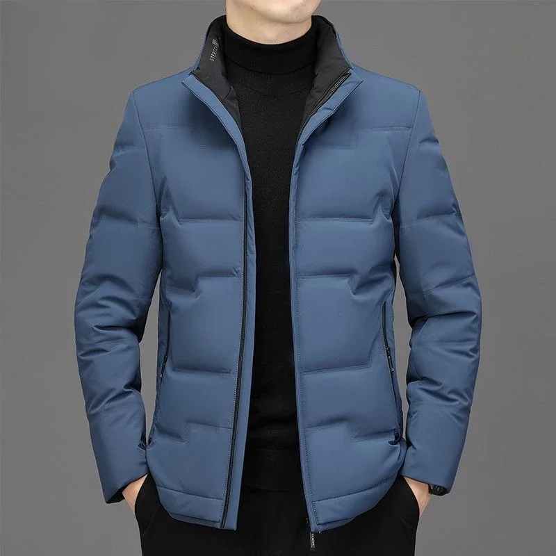 ฤดูหนาวเสื้อสั้น PLUS ขนาด Parkas Thicken WARM ใหม่ผู้ชายลงเสื้อแฟชั่น Outwear STAND COLLAR วัยกลางคน Overcoat