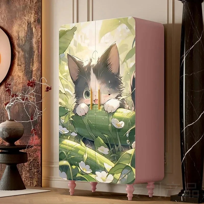 Шкаф из цельного дерева, французский романтический розовый шкаф для хранения в спальне