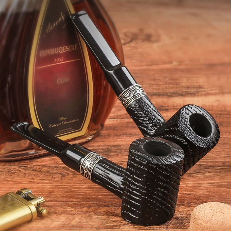 

Oak Hammered Wooden Pipe, Solid Wood, Old-Fashioned Straight Style Pipe, 9mm Pipe Bowl, Men'S Pipes