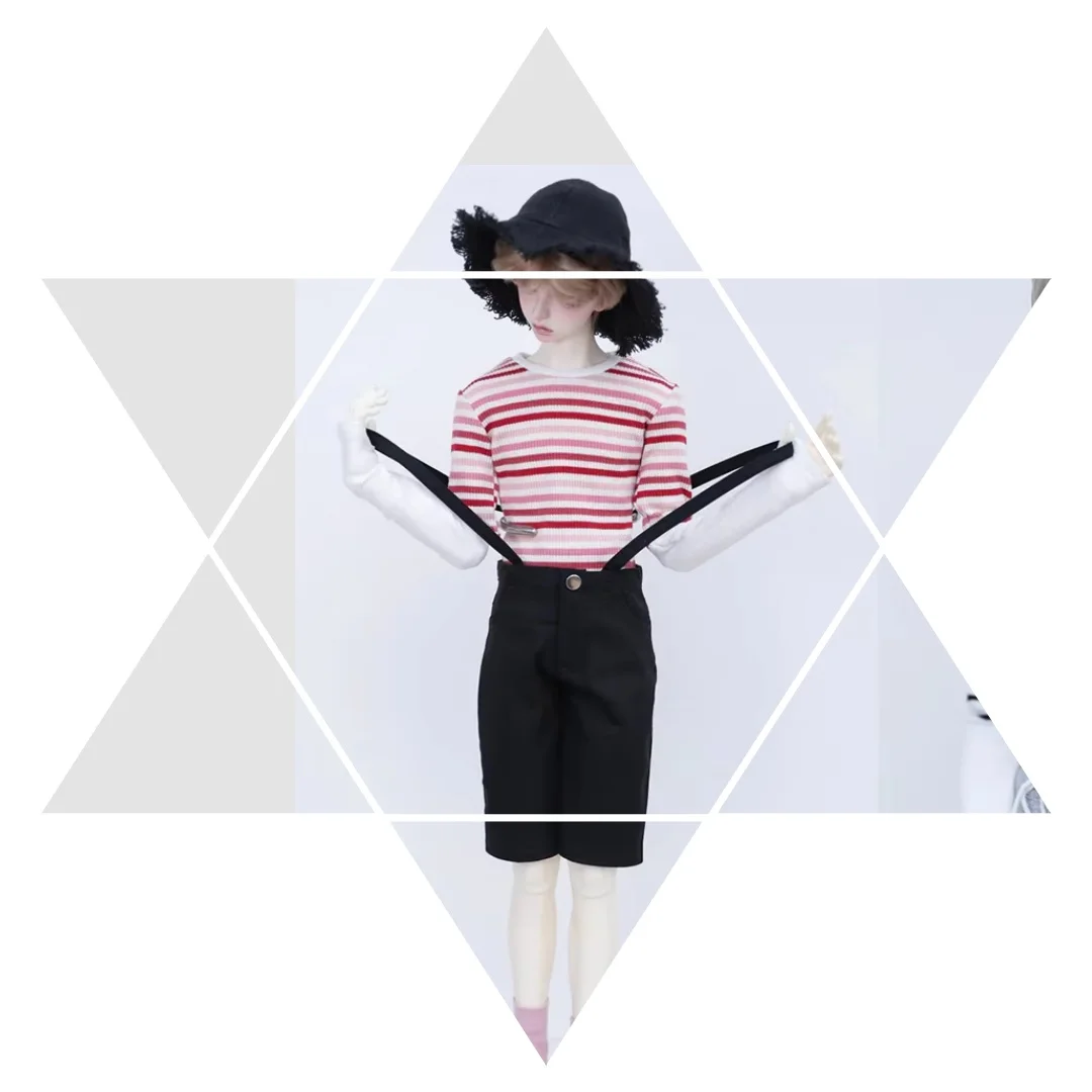 1/3 1/4 Scale Slim Round Collar Pullover Striped Patchwork Elastic Base Shirt Model for ID75 Dragon Soul 73 POPO68 GR MSD DIY