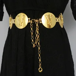 2024 New round gold color silver color alphabet belt luxury dress long waist chain  designer belt women's fashion accessories