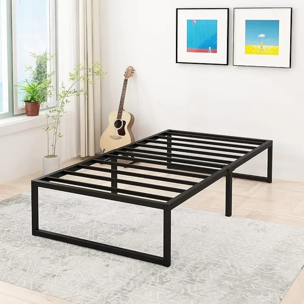 

y 14 Inch Twin Bed Frames Heavy Duty Metal Twin Size Platform Bed Frame No Box Spring Needed, Noise Free, Easy Assembly, Black
