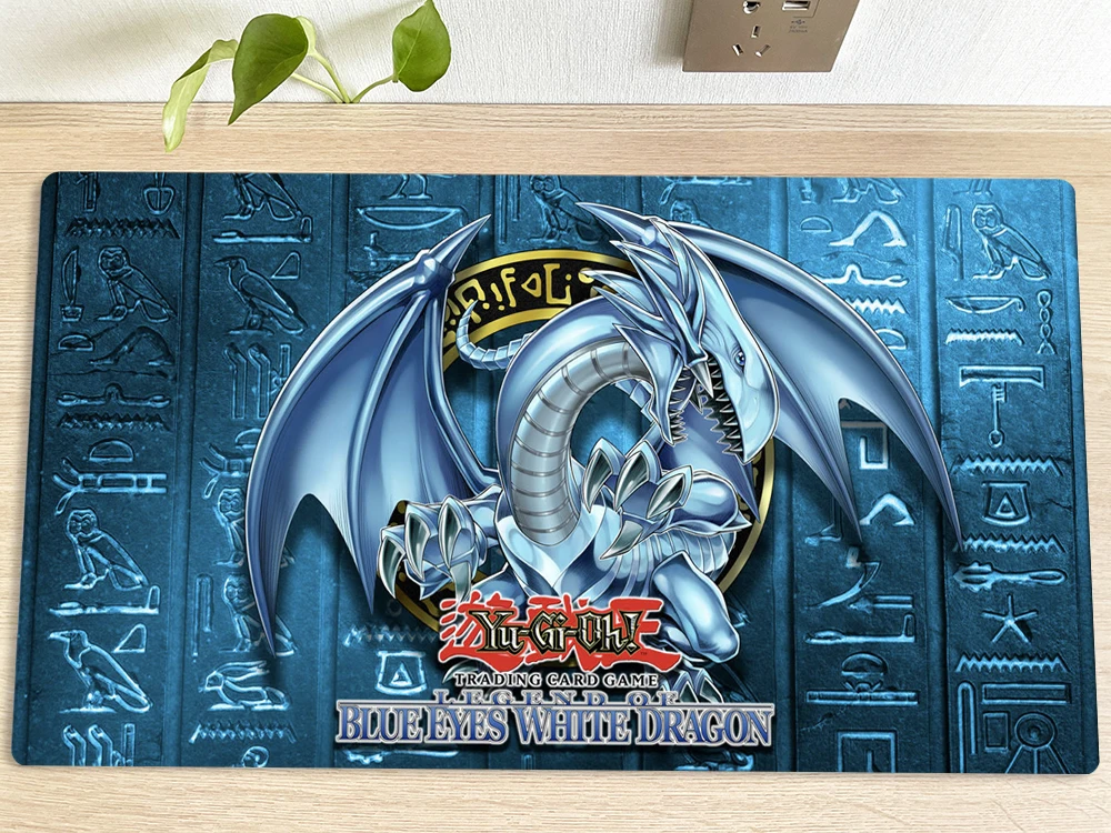 YuGiOh Playmat Blue-Eyes White Dragon TCG CCG Mat Trading Card Game Mat Table Desk Mouse Pad Gaming Play Mat 60x35cm