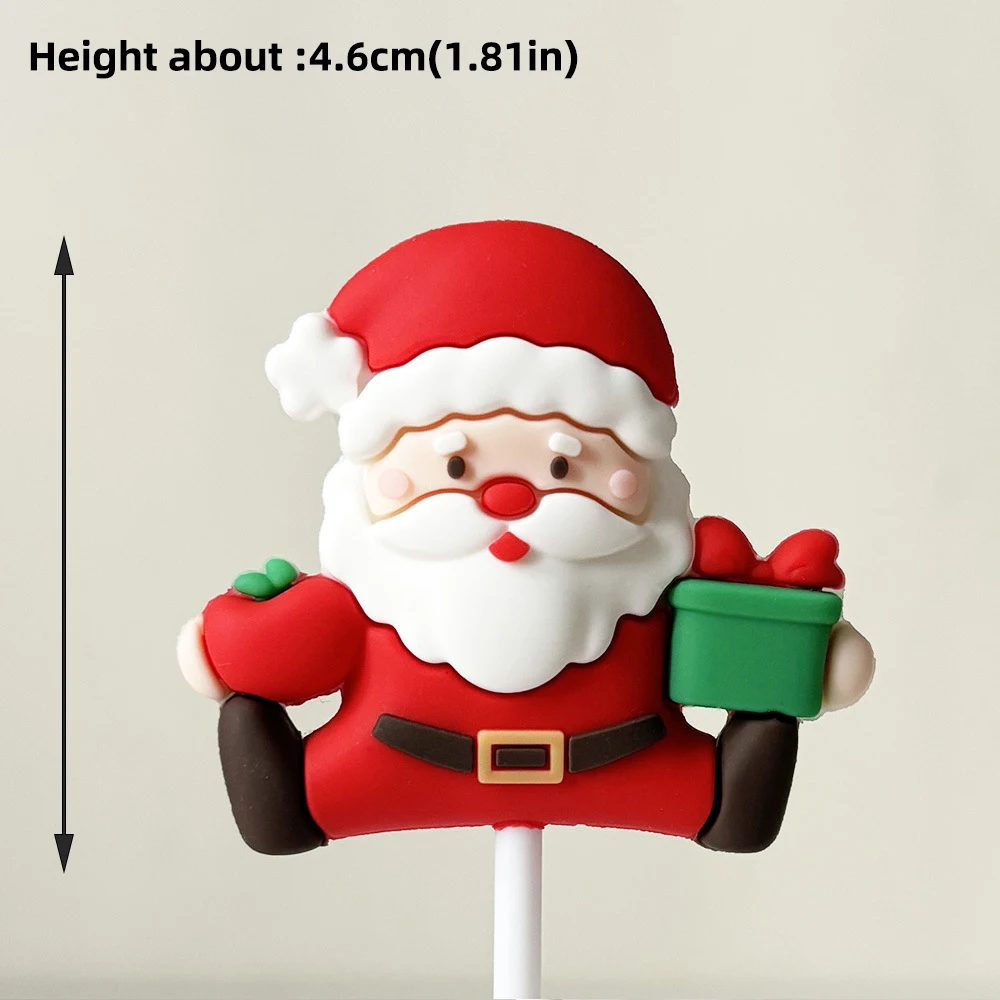 Neue Cupcake-Dekoration für Weihnachtskuchen, weicher Gummi-Weihnachtsbaum, Weihnachtsmann, Schneemann für Neujahr 2025, Weihnachts-Kuchenaufsatz – Detail 9