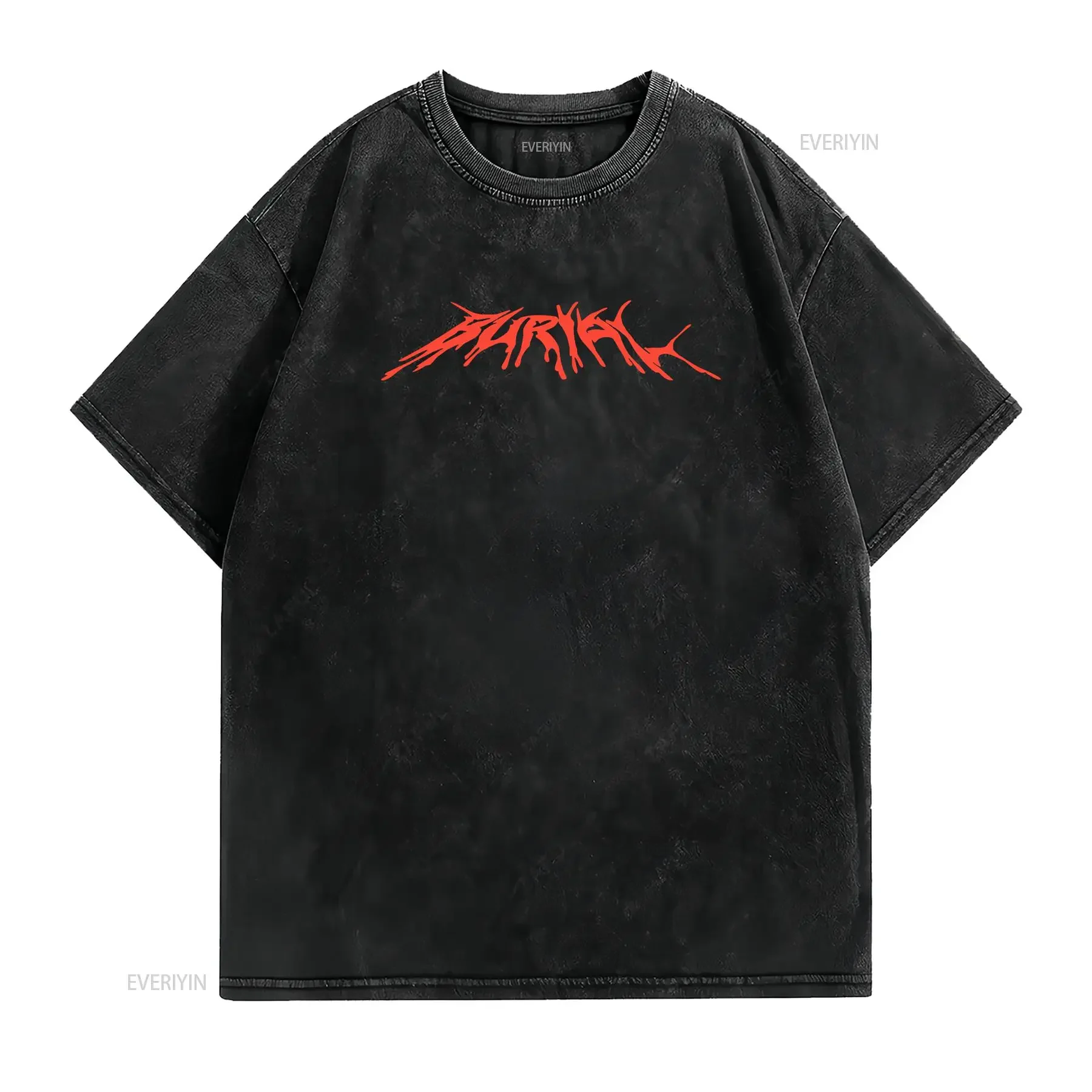 Rare Vintage 90s Burial Logo US Death Metal Band T Shirt L Black vintage Washed Casual graphic streetwear Unisex