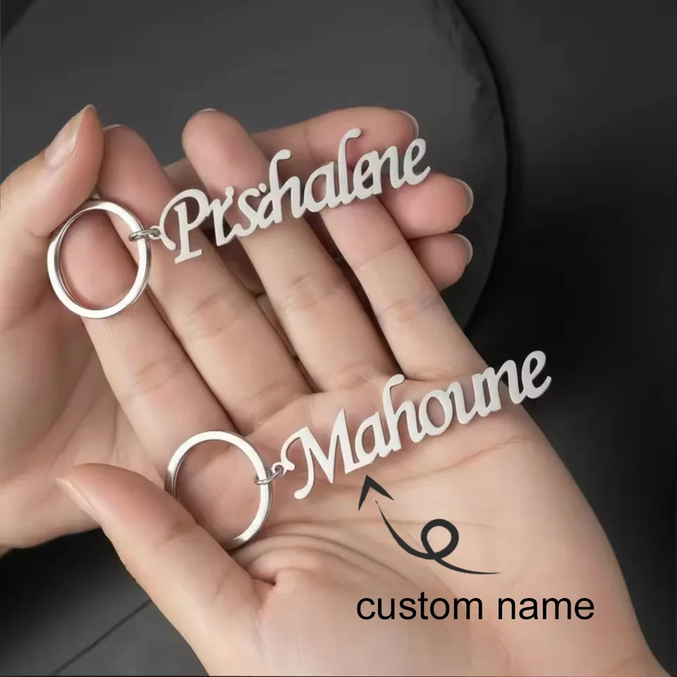 

Персонализированный брелок с именем, уникальный брелок из нержавеющей стали для женщин и мужчин, брелок с индивидуальной гравировкой, покрытие 18К золотом