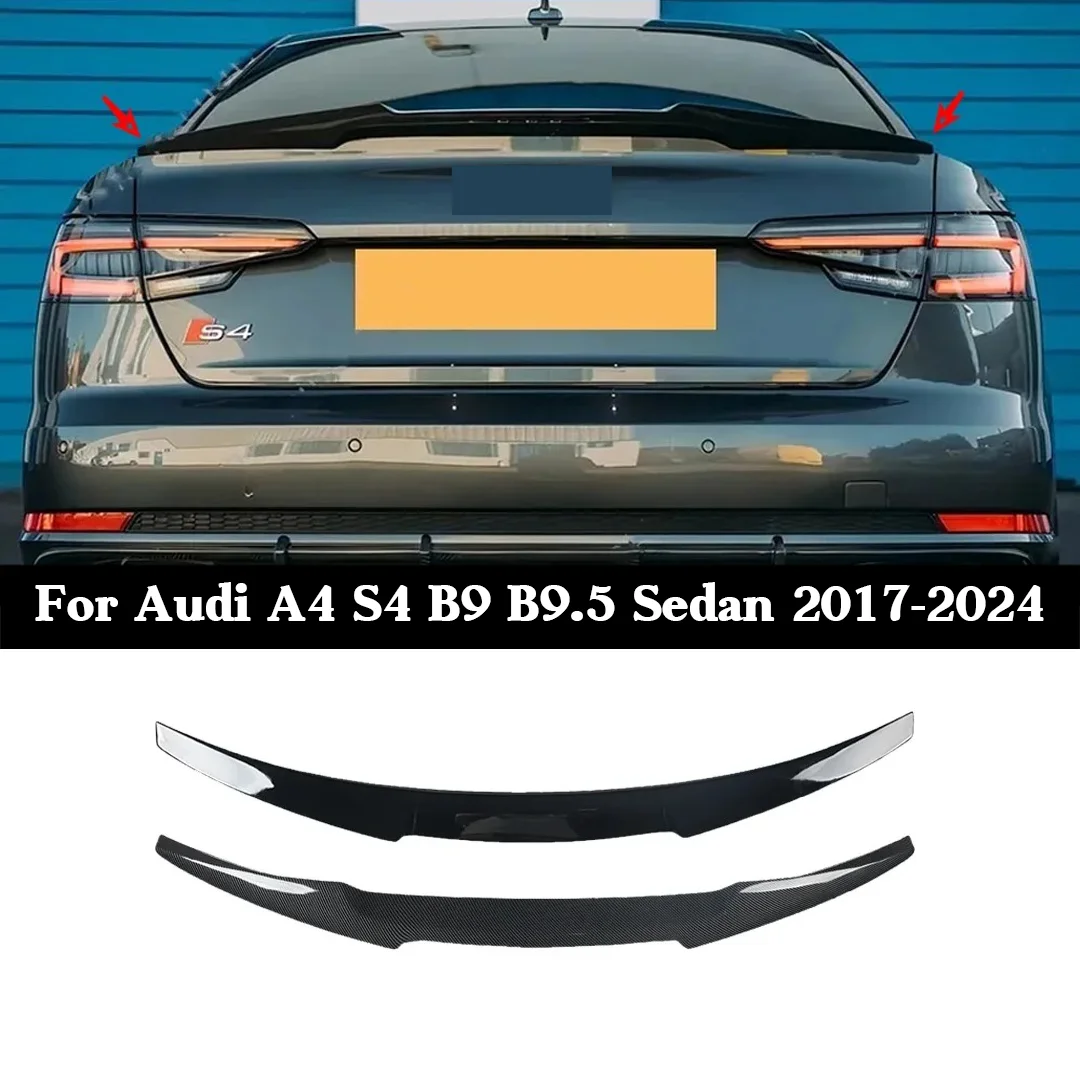 

Для Audi A4 S4 B9 B9.5 2017-2024 M4 Стиль задний спойлер багажника, глянцевое черное хвостовое крыло из углеродного волокна, комплект кузова, аксессуары для тюнинга