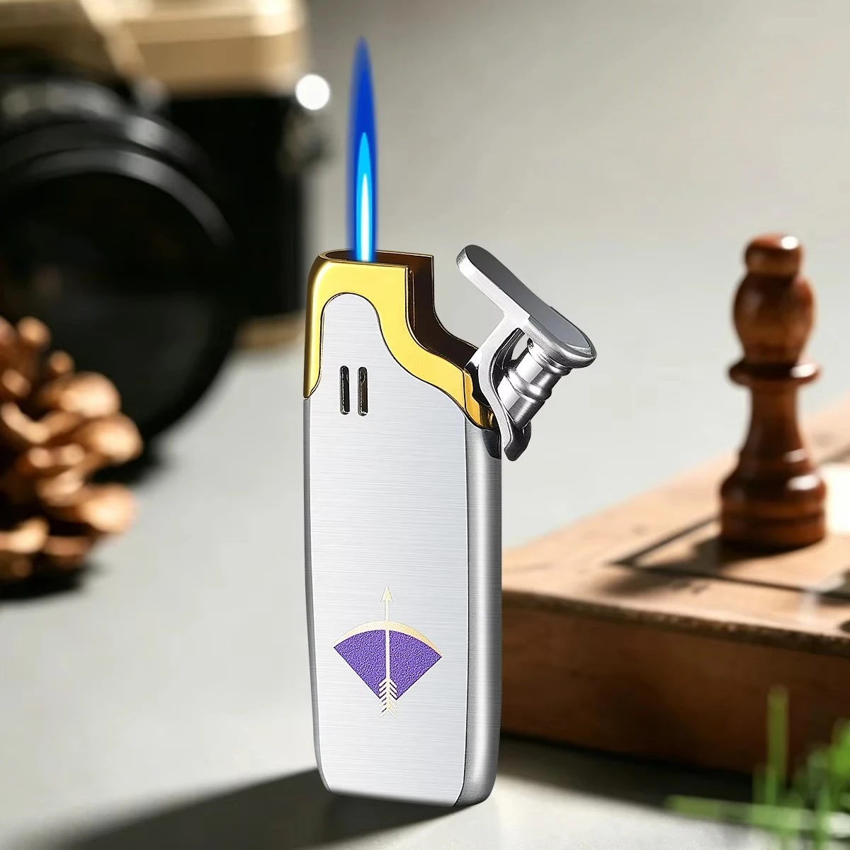Ultra Thin New Inflatable Lighter Windproof Personalized Creative Cigarette Lighter Compact and Portable Multi Color Matching