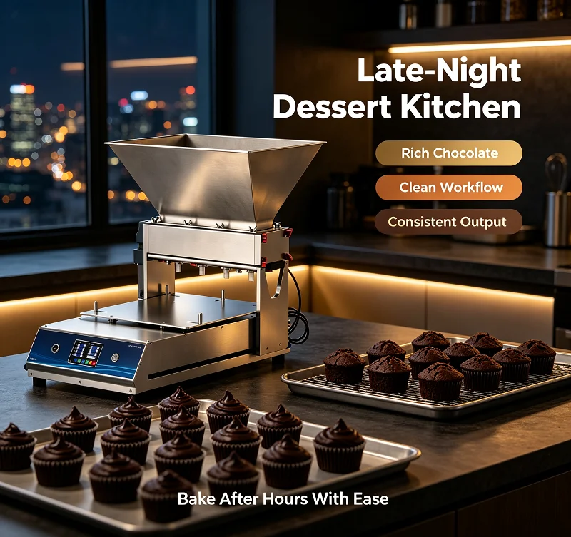 Multi Nozzle Cake Depositor PLC Programmable Desktop Filler for Cupcake Muffin Sponge Bakery Shop