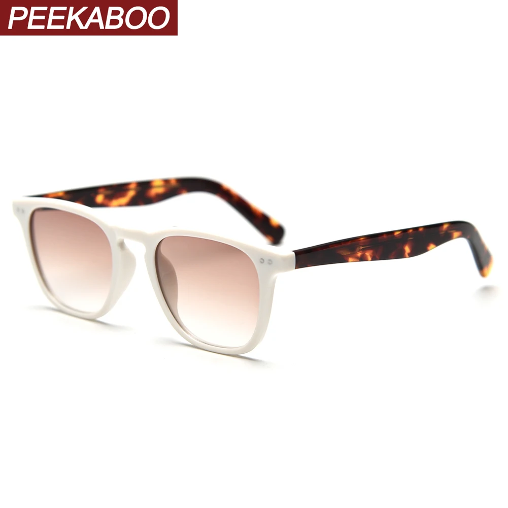 

Peekaboo korean style polarized sunglasses retro women acetate unisex square sun glasses for men uv400 female 2024 leopard black