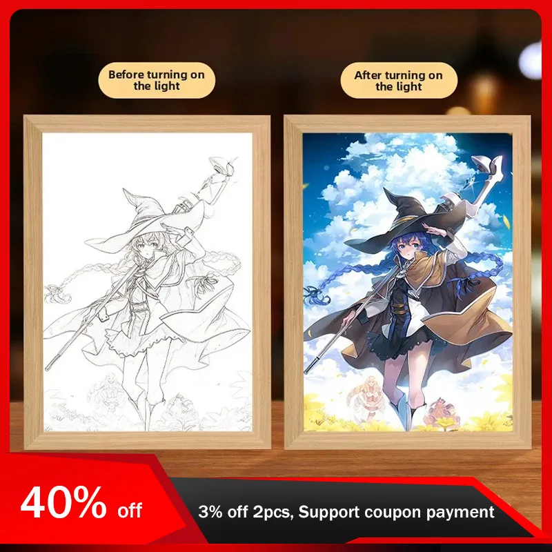 

23cm/9.06in Jobless Reincarnation 3D Anime Light Painting Night Roxy Grerath Peripherals Lamp Bedroom Desktop Collectible Decor