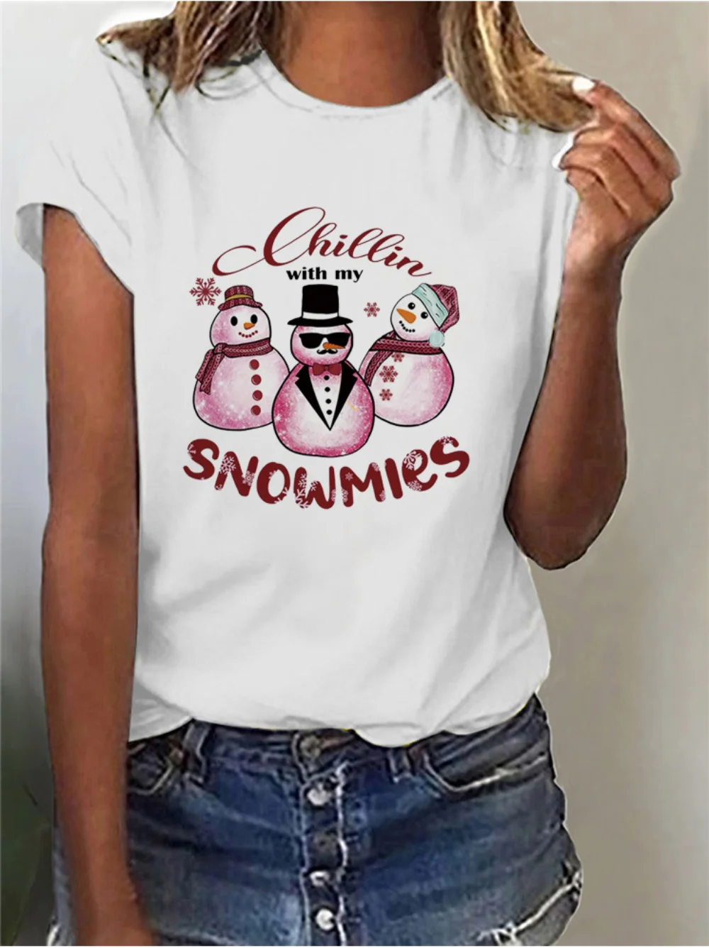 Free Shipping Christmas Women's Short-sleeved Cross-border Full Care and Half Care, Approved By AliExpress Amazon TikTok Shrimp