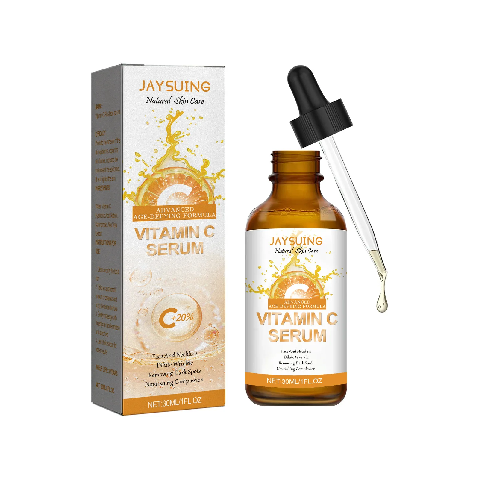 Vitamin C Fade Wrinkle Serum Tightening Facial Dark Spo-ts Removal Fade Fine Line Moisturizing Brighten Firming Skincare Essence