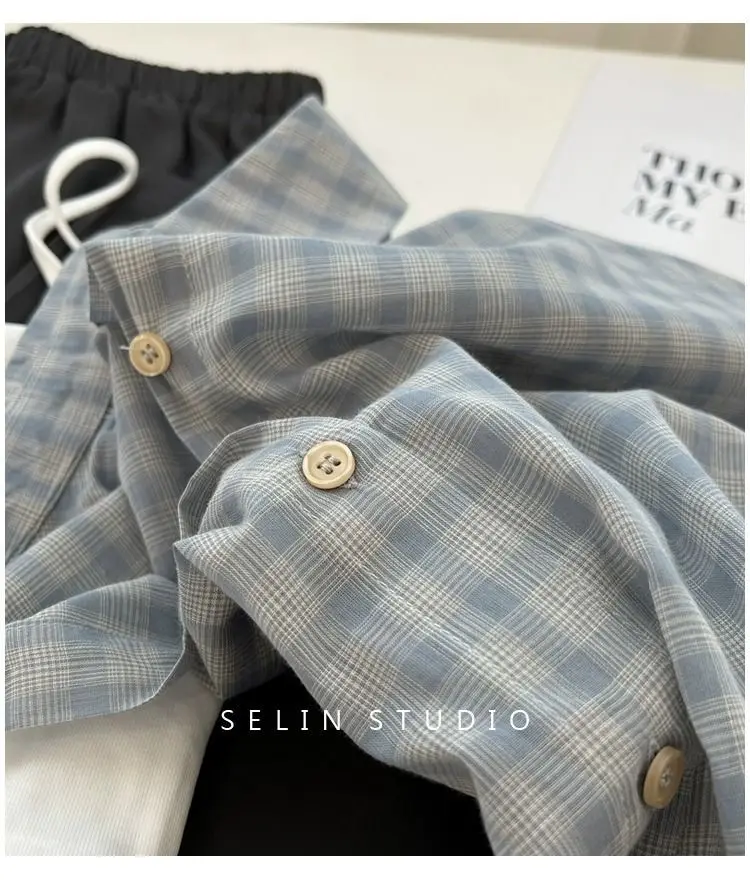 بلوزة رفيعة قميص راقي قميص فرنسي فضفاض منقوش واقي من الشمس قميص نسائي #4