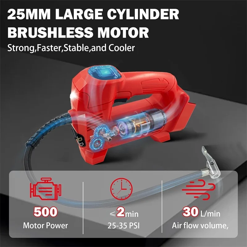 

Беспроводной воздушный насос для накачивания шин для Milwaukee 18 В, литий-ионный аккумулятор, воздушный компрессор, манометр для автомобилей, мотоциклов, велосипедов