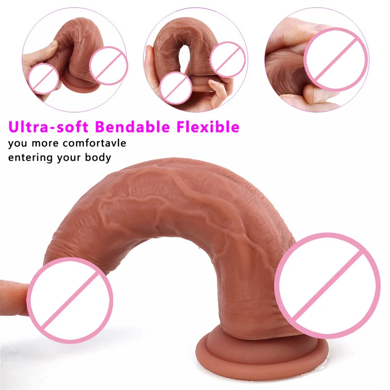 Realistic Dildo Real Skin Soft Penis G-spot Vagina Anal Masturbation Powerful with Suction Cup Dick Adult Sex Toys for Women Man