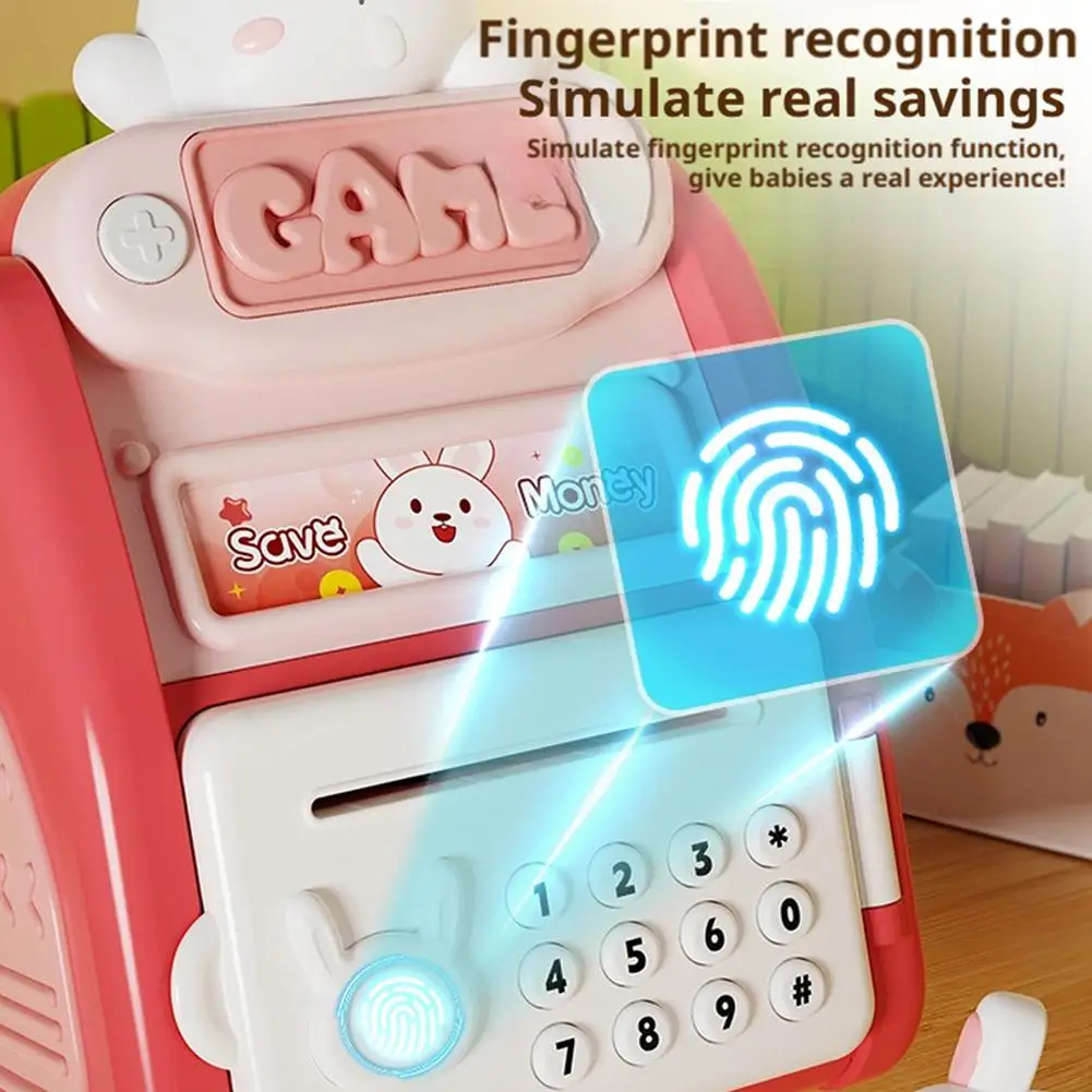 

Automatic Coin Rolling with Realistic Sound Effect Cute Pet Piggy Bank Multifunctional Realistic Fingerprint Password Piggy Bank
