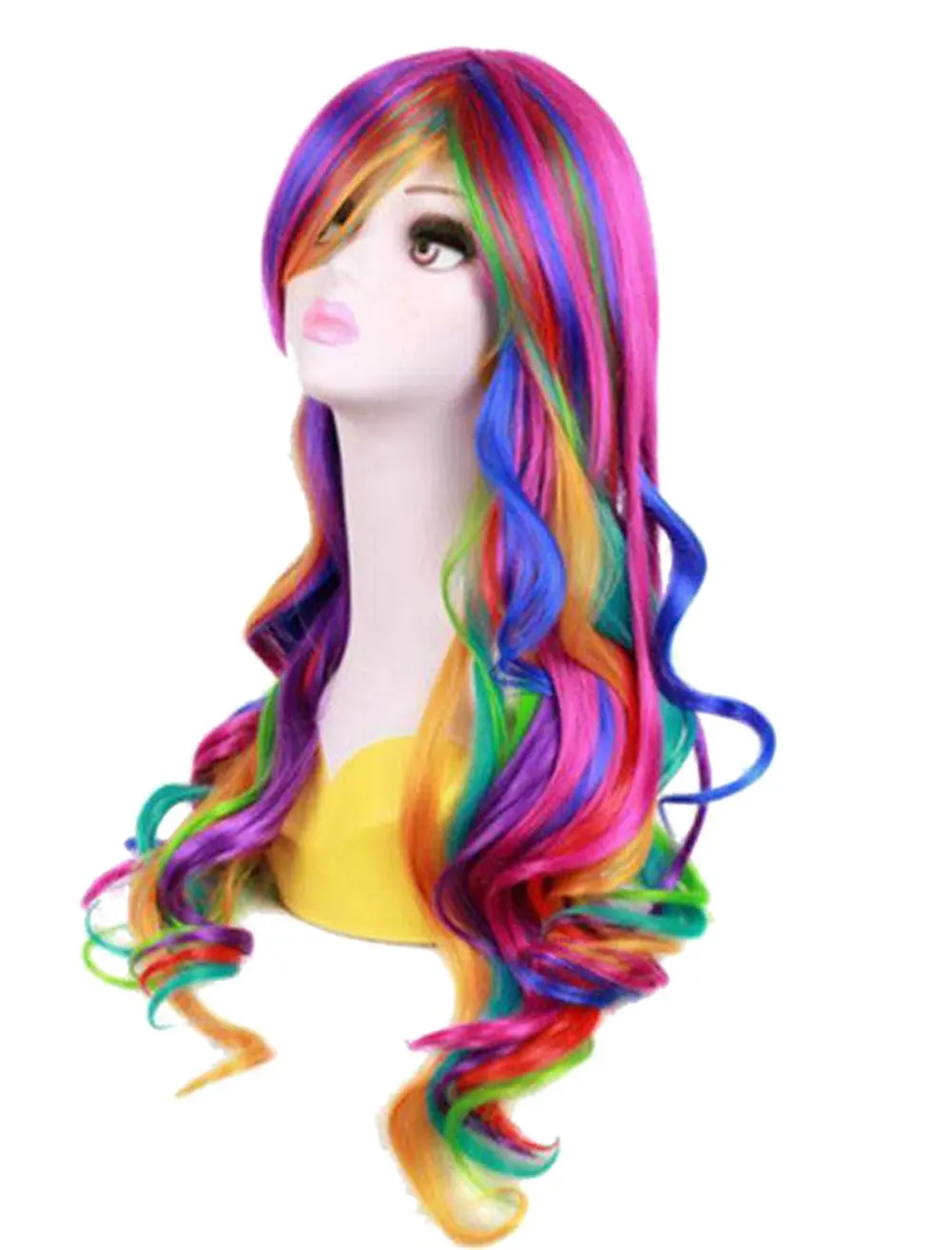 

Women's Long Rainbow Wavy Style Cosplay Heat-Resistant Wig for Party Performances and Fashion Styling Long Curly Hair