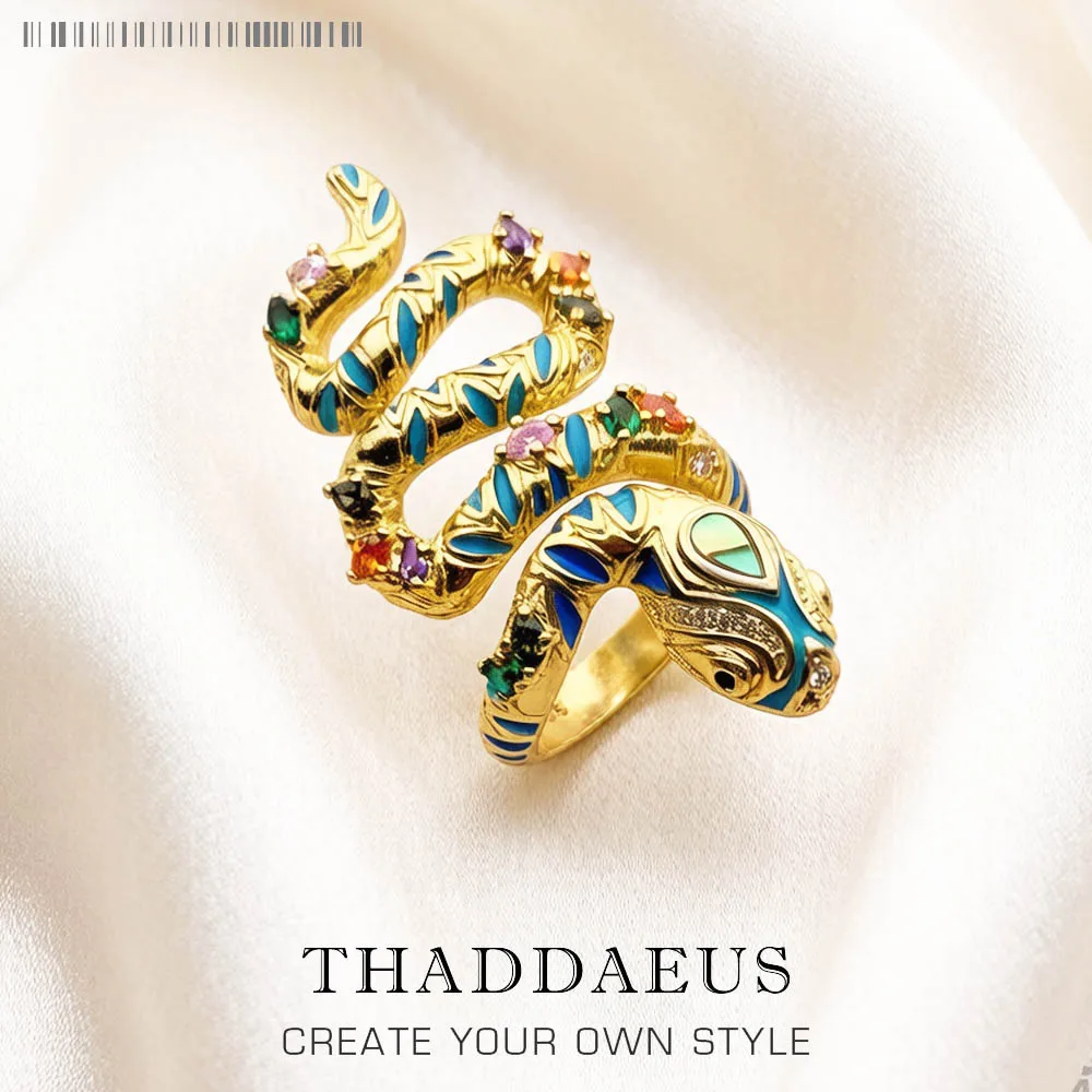 Bright Golden Snake Pave Ring,Europe Style Bohemia Fine Jewerly For Women,New Gift In 925 Sterling Silver