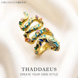 Bright Golden Snake Pave Ring,Europe Style Bohemia Fine Jewerly For Women,New Gift In 925 Sterling Silver