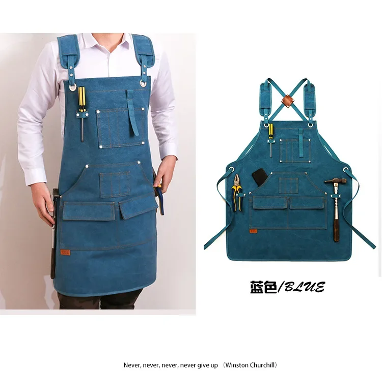 Canvas Apron Printing Logo Barber Baking Cafe Gardening Woodworking Men And Women Restaurant Waiter Overalls Functional
