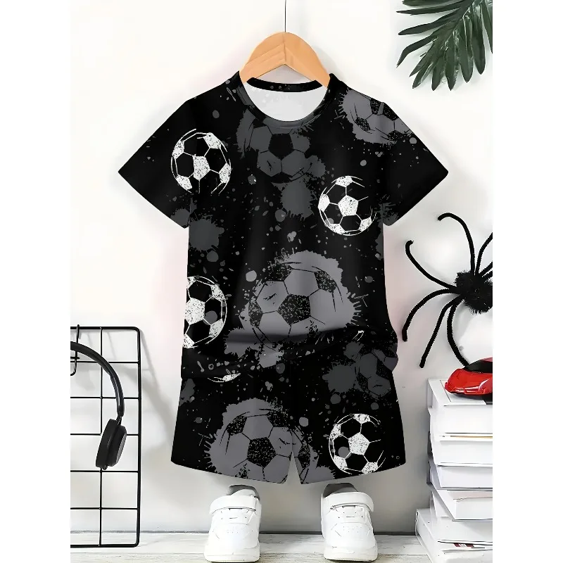 

2025 Fashion and Leisure Black Theme Clothing Cool 3D Printing Design Casual Clothing, Football Jewelry Suitable for Outdoor Use