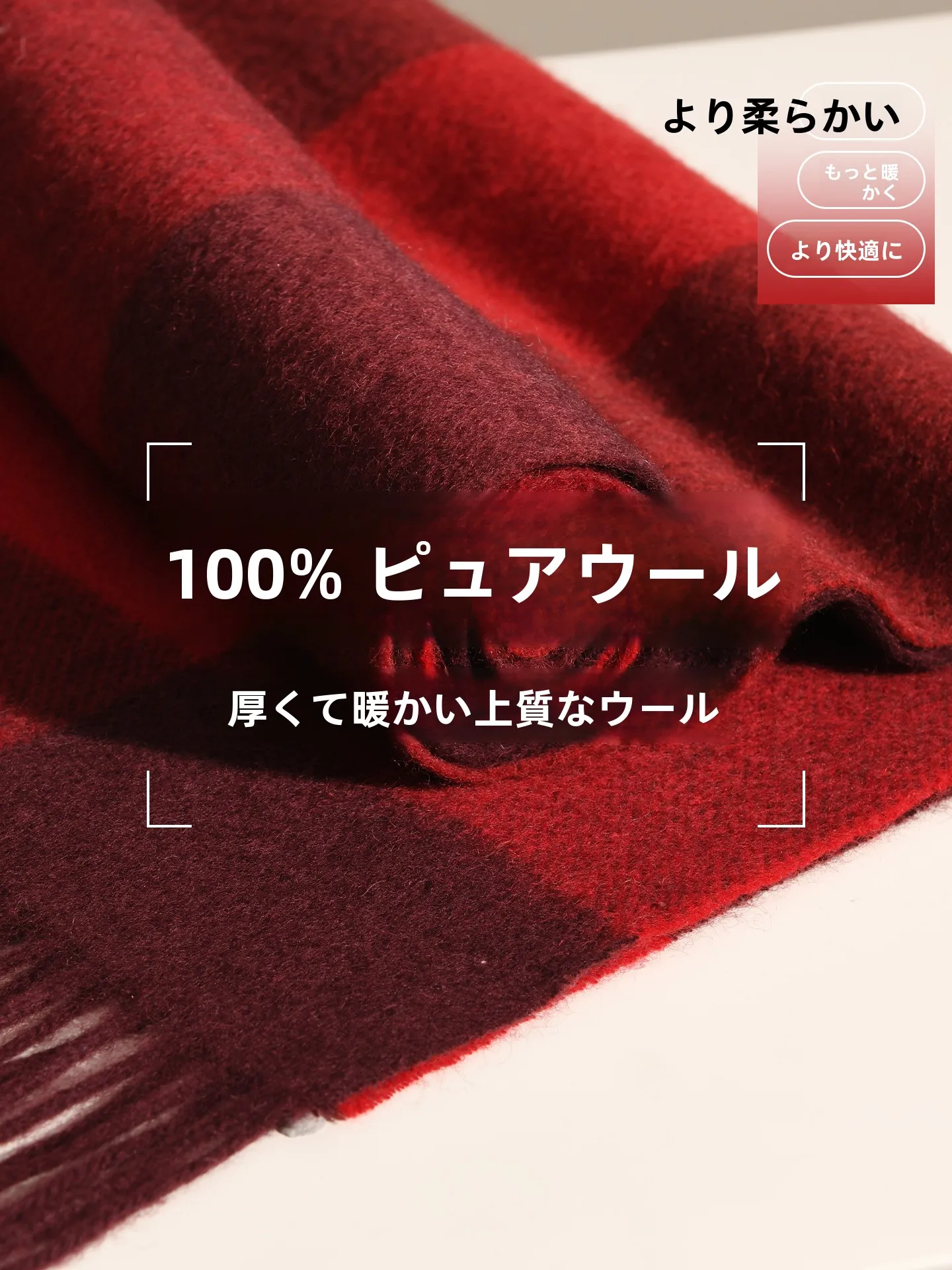 レトロチェック柄新年ギフト-00-オーストラリア産ウール赤チェック柄スカーフ女性の冬暖かいネックウォーマー男性のスタイリッシュなタッセルディテール