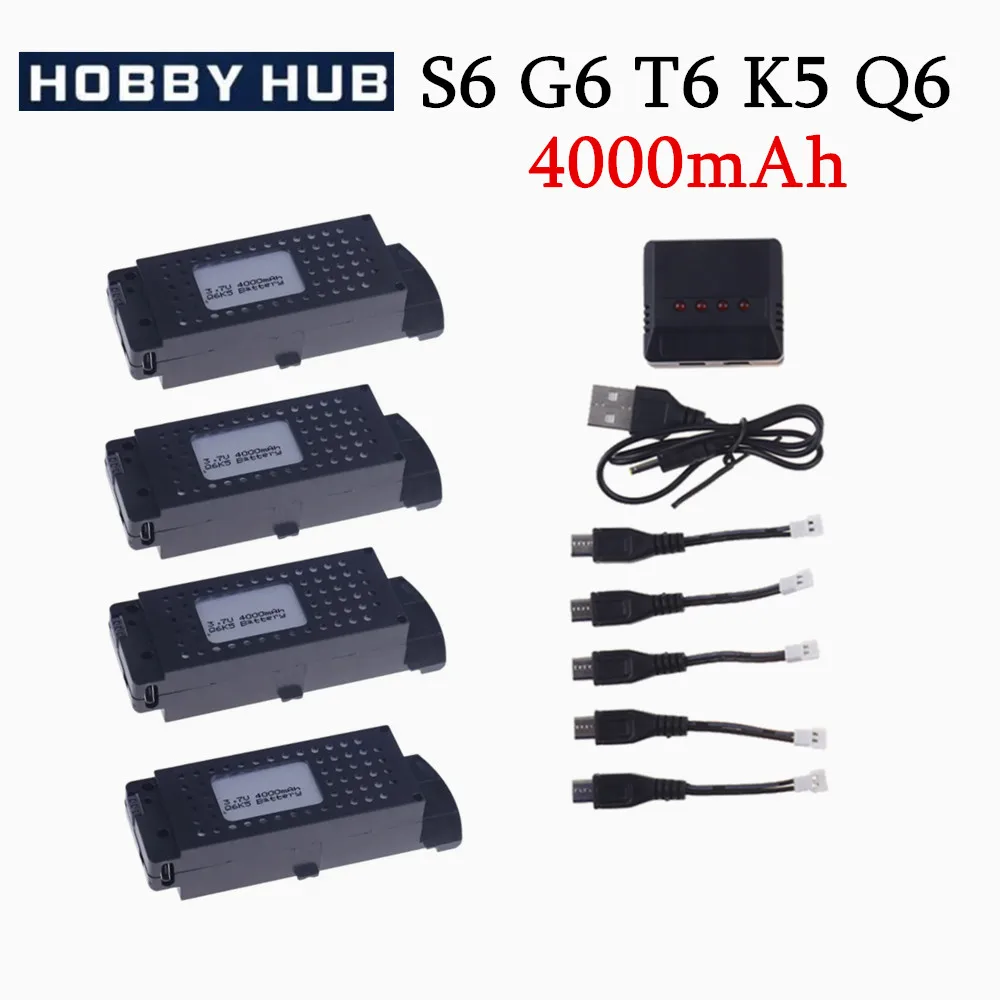 Q6 Drones Battery 3.7V 4000mAh for G6 S6 8K RC Quadcopter Spare Parts For G6 Pro Rechargeable Lipo Battery
