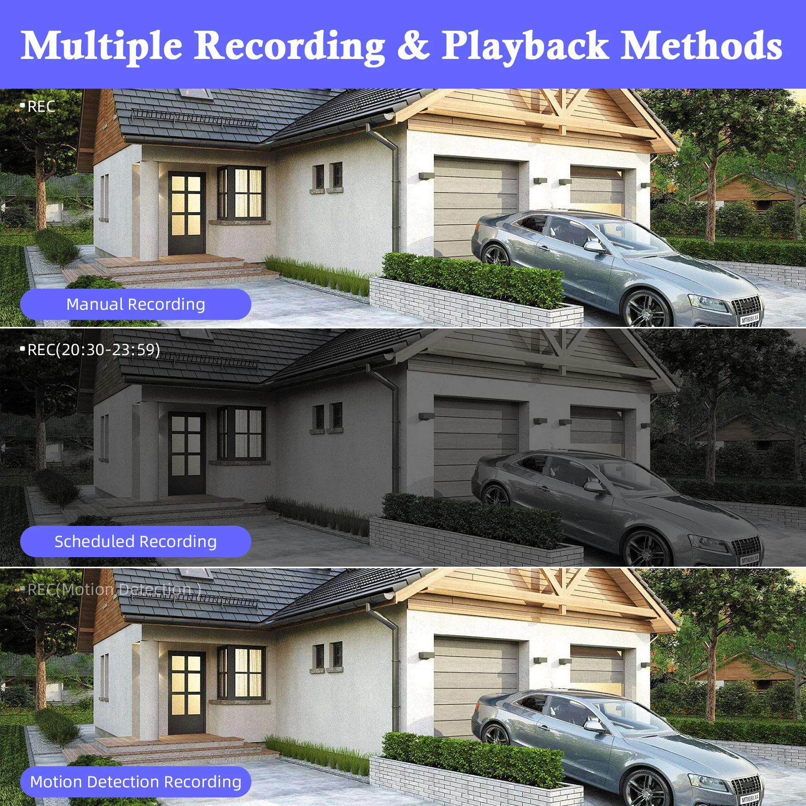 Home Security 4 Channel 6in1 DVR H.265+ Digital Recorder HDMI VGA Output XMEye APP Mobile Remote View Built-in 500GB Hard Disk