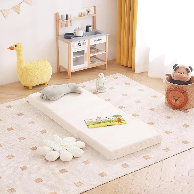 Toddler Foldable Floor Mattress,Small Floor Nap Mat for Sleeping Daycare,Trifold Kids Futon Mattress, Portable Folding Mattress