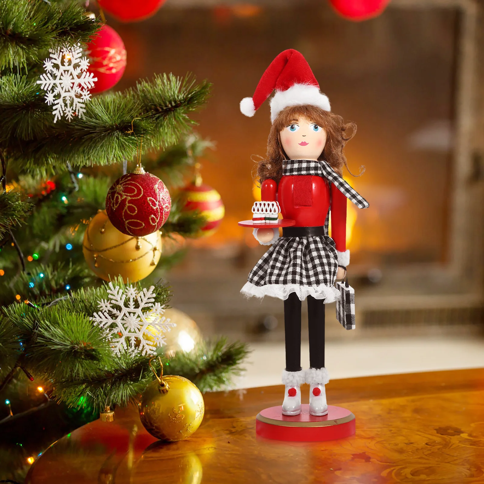 

Wooden Nutcracker Decor Xmas Holiday Ornament For Christmas Gift Tabletop Decoration Home Restaurant Coffee Shop Wood