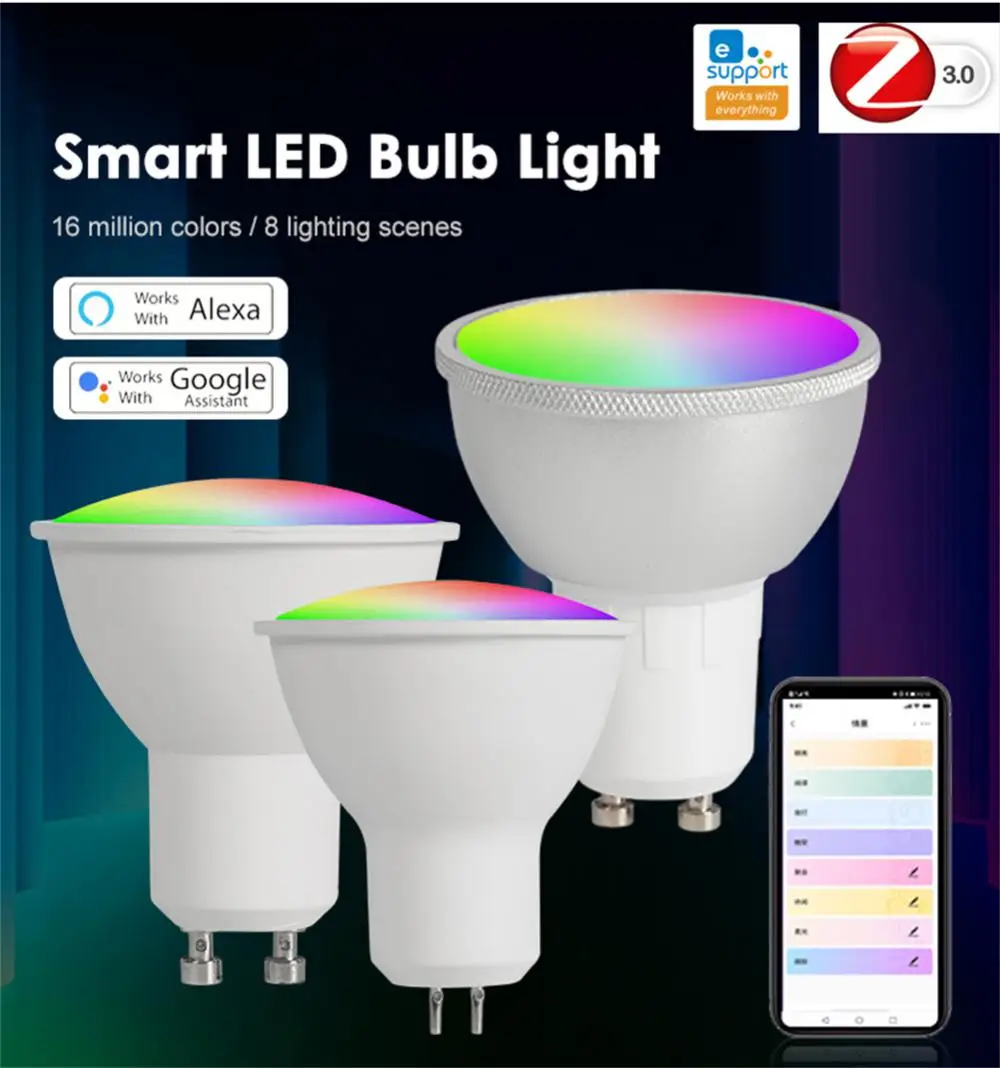 Умная Светодиодная лампа XiaomiTuya Zigbee RGB CCT E27, E27, 5 Вт