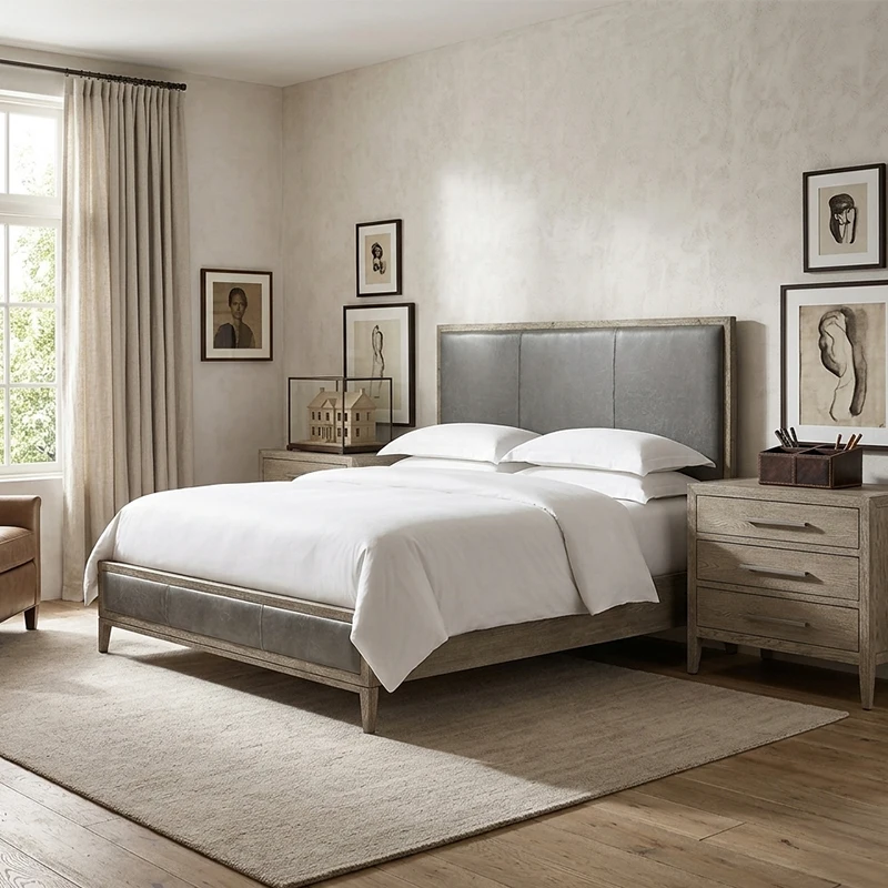 xx-French Modern Contemporary Fabric Diamond-Tufted Panel Bed Storage Footboard Up-Holstered Bedroom Furniture Sets King Queen