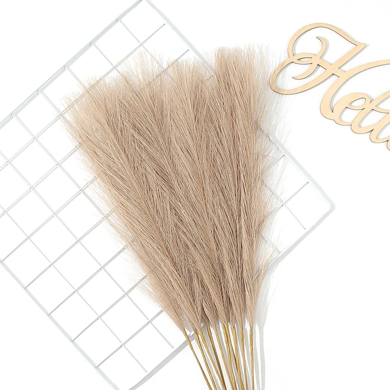 10 Stück Pampas-Kunstblumenstrauß, 55 cm, künstliche Pflanze für Zuhause, Raumdekoration, Garten, Hochzeitsdekoration, Mittelstück, Vasenornament – Detail 4