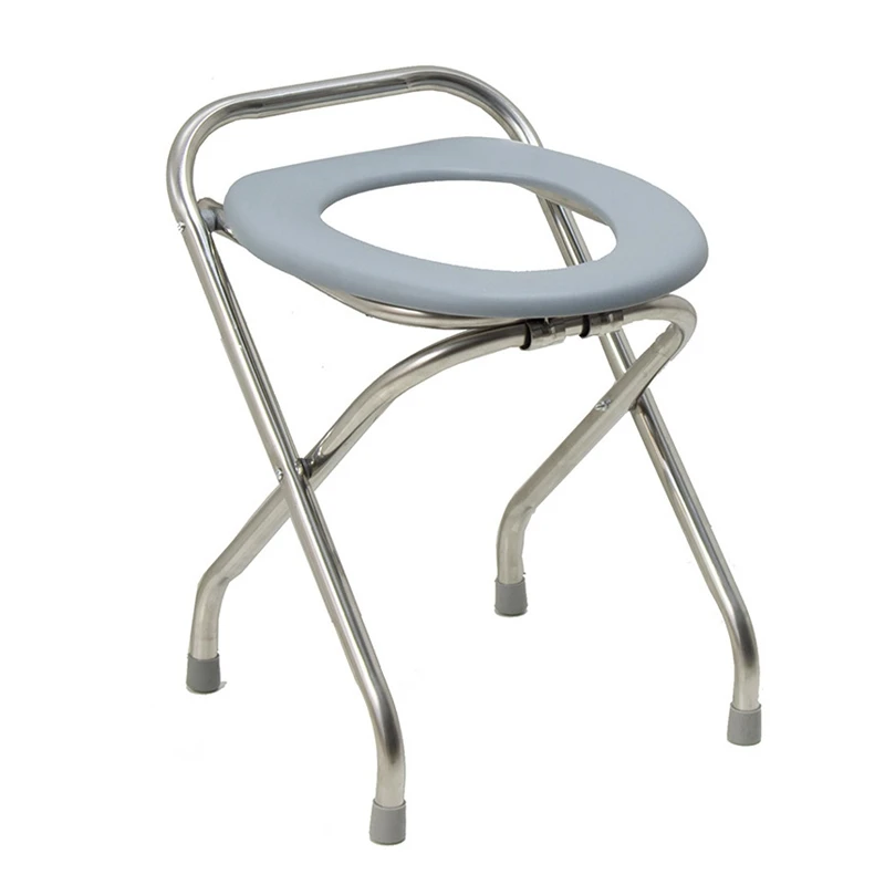 Outdoor Folding Commode Portable Toilet Seat, Stainless Steel Portable Potty Commode Chair,Perfect For Camping,Traveling