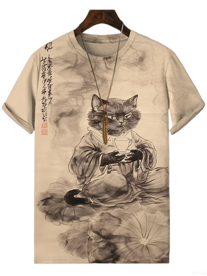 2025  Funny Animal Printed Man T Shirt Short Sleeve Tees Tops 3D Print Crew Neck Shirts Summer Casual Men's Clothing Casual Tops