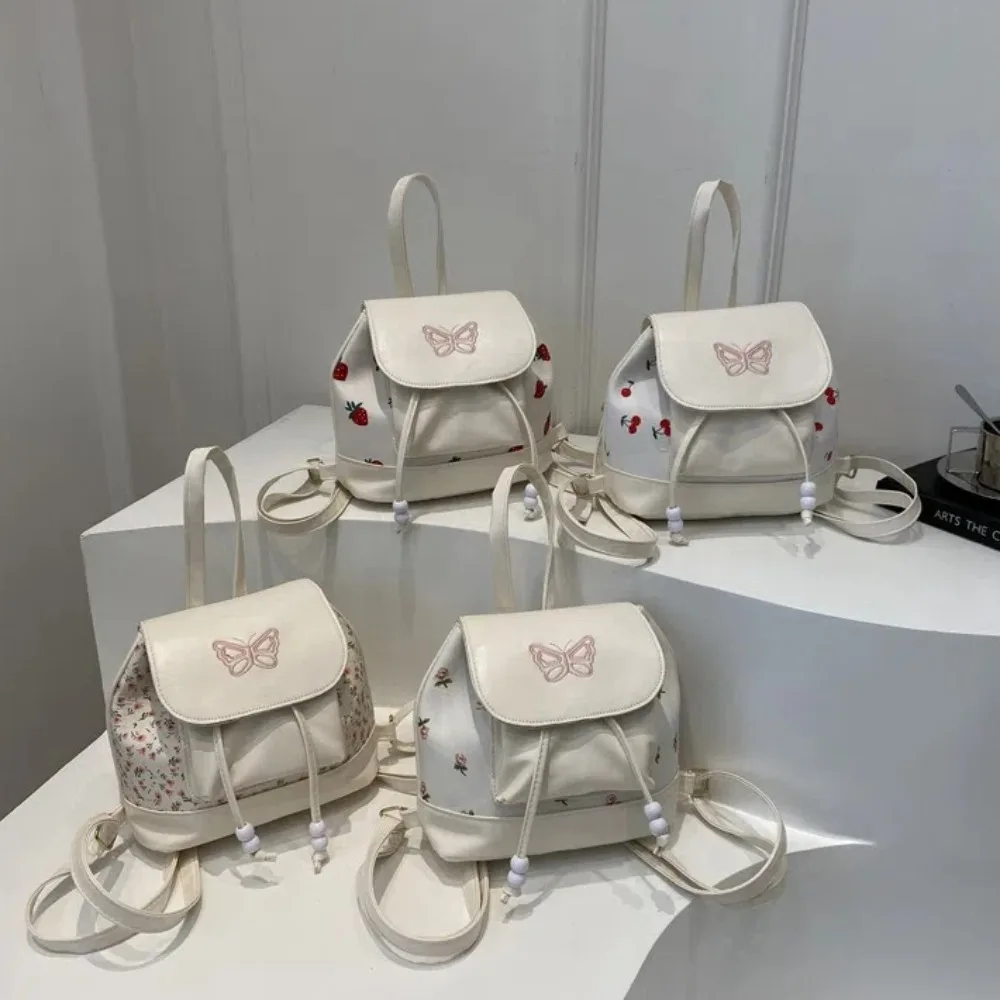 

Portable Large Capacity Women's Backpack Drawstring Handheld School Backpack PU Leather Shoulder Bag Women