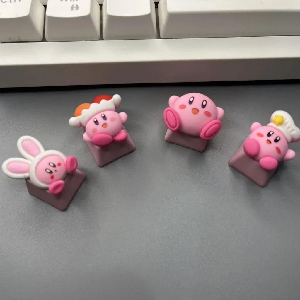 Cute Kirby Keycap Game Mechanical Keyboard R4 ESC Cross Axis Cartoon Anime Pink Girl Heart Keycap