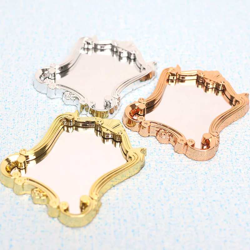 1Pcs Furniture Miniatures Ornament Doll Accessories 1:12 Scale Mini Frames Doll House Plastic Vintage Bedroom Arc Mirror