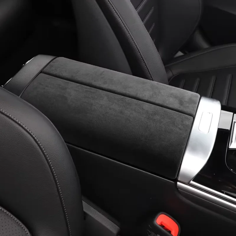 For Mercedes Benz C Class W205 W206 2022 2023 2024 Car Accessories Armrest Box Lid Suede  Center Console Panel Trim Cover