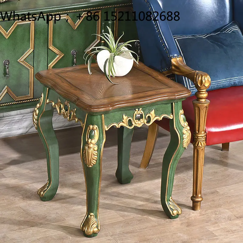 SCY living room coffee table combination solid wood retro green complete set of furniture antique coffee table