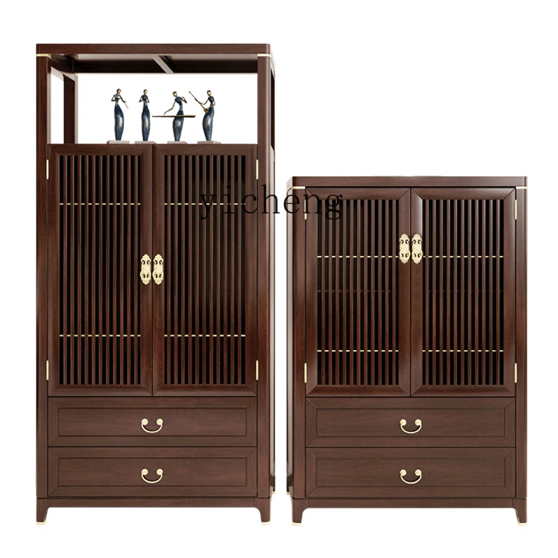 

XL New Chinese Wine Cabinet Double Door Wall Solid Wood Storage High Cabinet Restaurant Side Cabinet