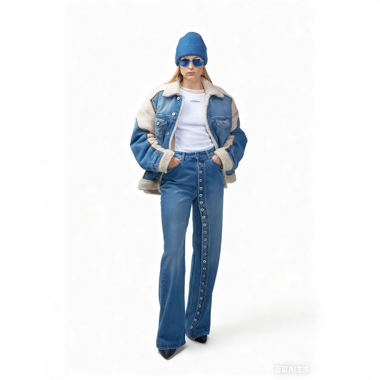 Button Front Pants Straight Leg High Waist Workwear with Street Mid Waist Full Length Straight Fit American Style Women Jeans