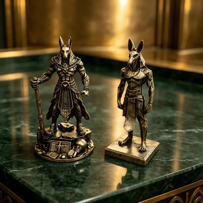 Mini Vintage Bronze Anubis Figurine Mythological Statue Intricate Detail Antique Finish Home Decor Collection Display Ornament