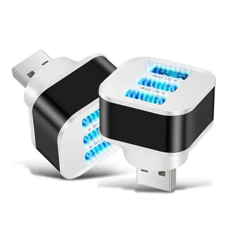3 Ports USB Slots Adaptor Extender USB2.0 3 In 1 Multiple USB Interface Extender For Phone Tablet Laptop Car Electronics USB Hub