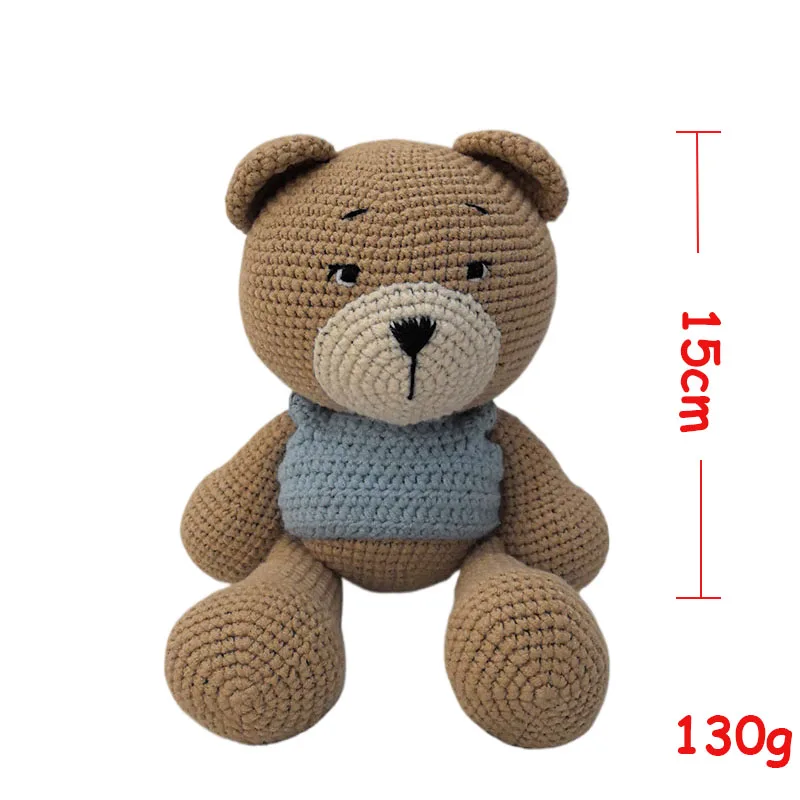 Anneau de dentition en bois pour bébé, jouet personnalisé en Crochet, Animal, lapin, ours, poupée en peluche, serviette en coton, chaîne de sucette, cadeau